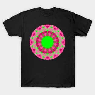 Pink and Peridot Kaleidoscope Style Mandala T-Shirt